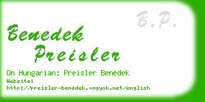 benedek preisler business card